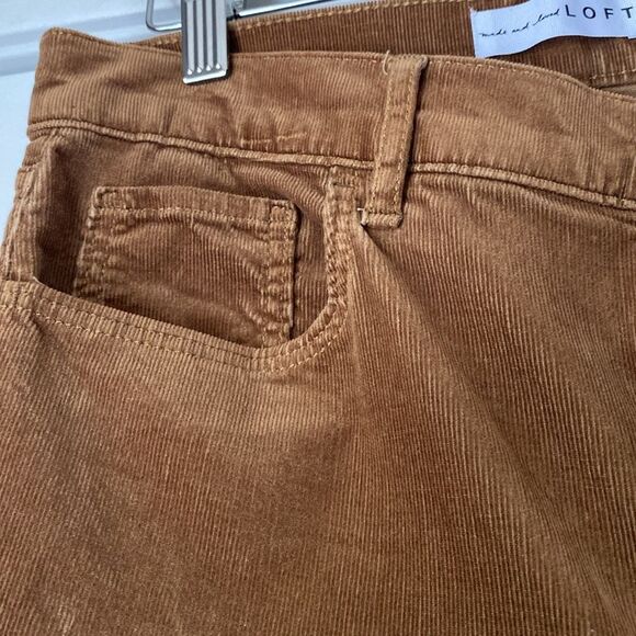Loft Gold Tone Tan Chord High Waist Skinny Pants Size 6 - Picture 4 of 9